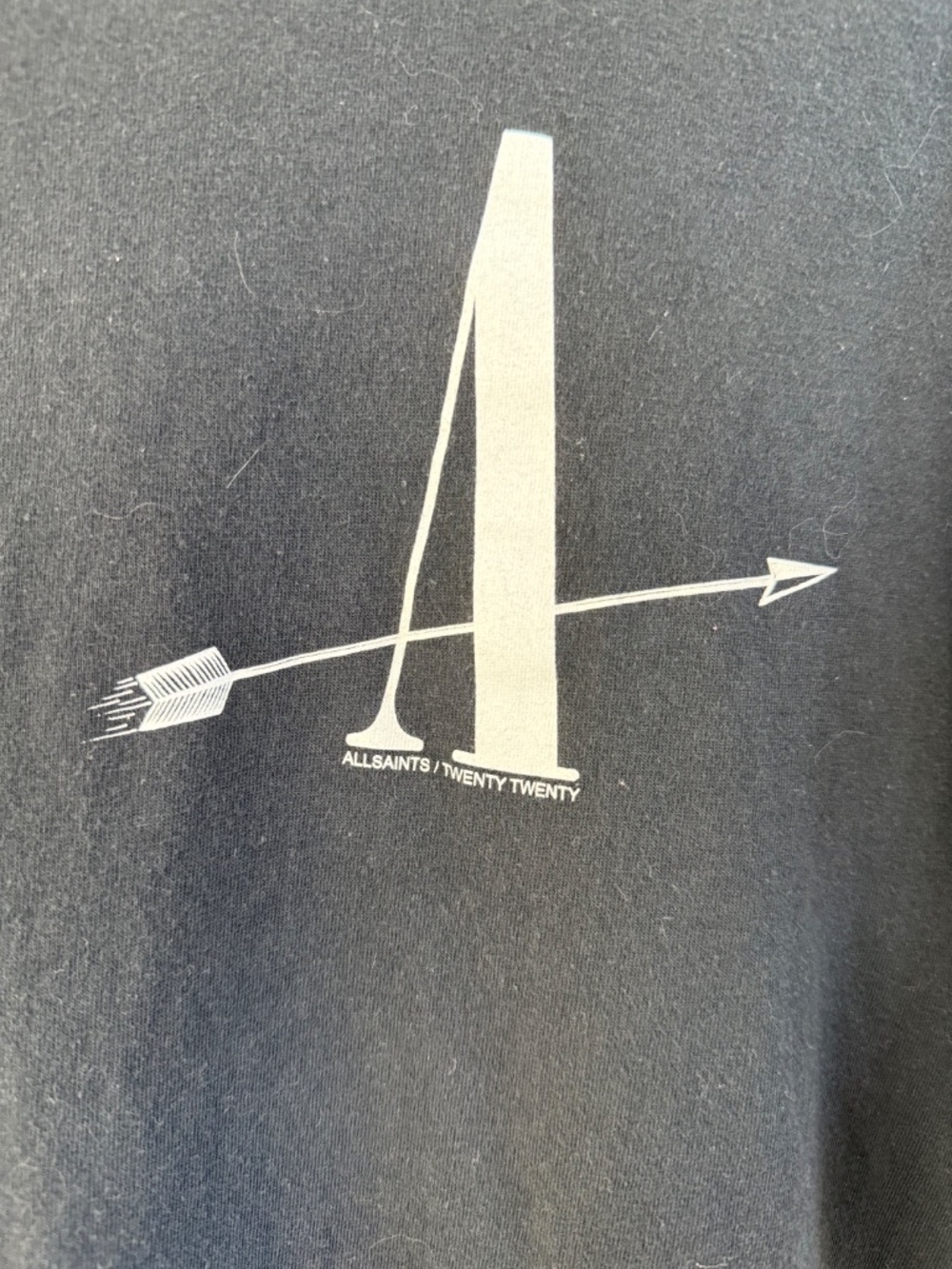 AllSaints Twenty Twenty Logo Tee | Washed Black Graphic T-Shirt - Picture 2 of 4